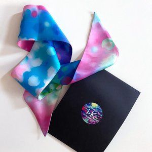 Abstract painterly pattern - Mini Skinny Silk Scarf